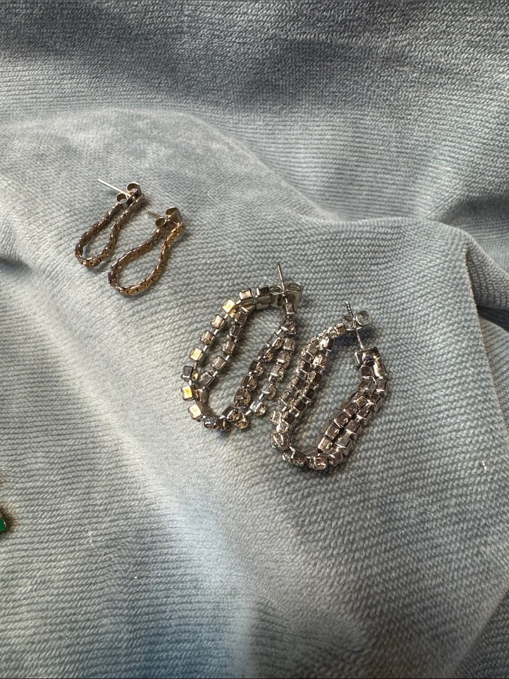 Gold-Tone Linked Hoop. And Rhinestone hoop Earrings - Women's Fashion Jewelry